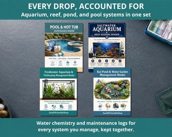 Aquarist's Water Management Bundle | Freshwater Saltwater Koi Pond Pool Log | 4-in-1 Water Tracker Set