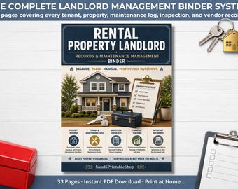 Landlord Binder Printable PDF | Rental Property & Tenant Inspection Records (Instant Download)