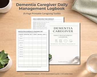 Demenzbetreuer tägliches Logbuch Printable | 25 Seite PDF | Medikations-Tracker | Verhaltenslog | Pflege- Checkliste | Alzheimer