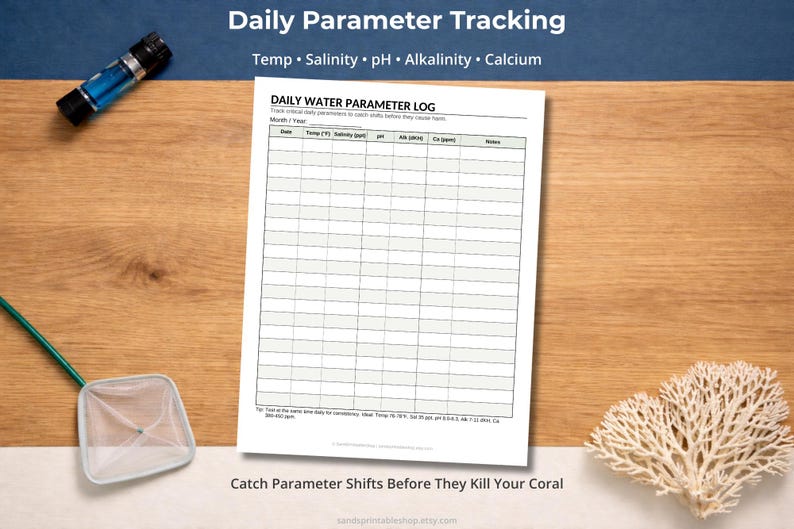 Saltwater Aquarium Binder Printable, REEF TANK Planner, Water Parameter ...