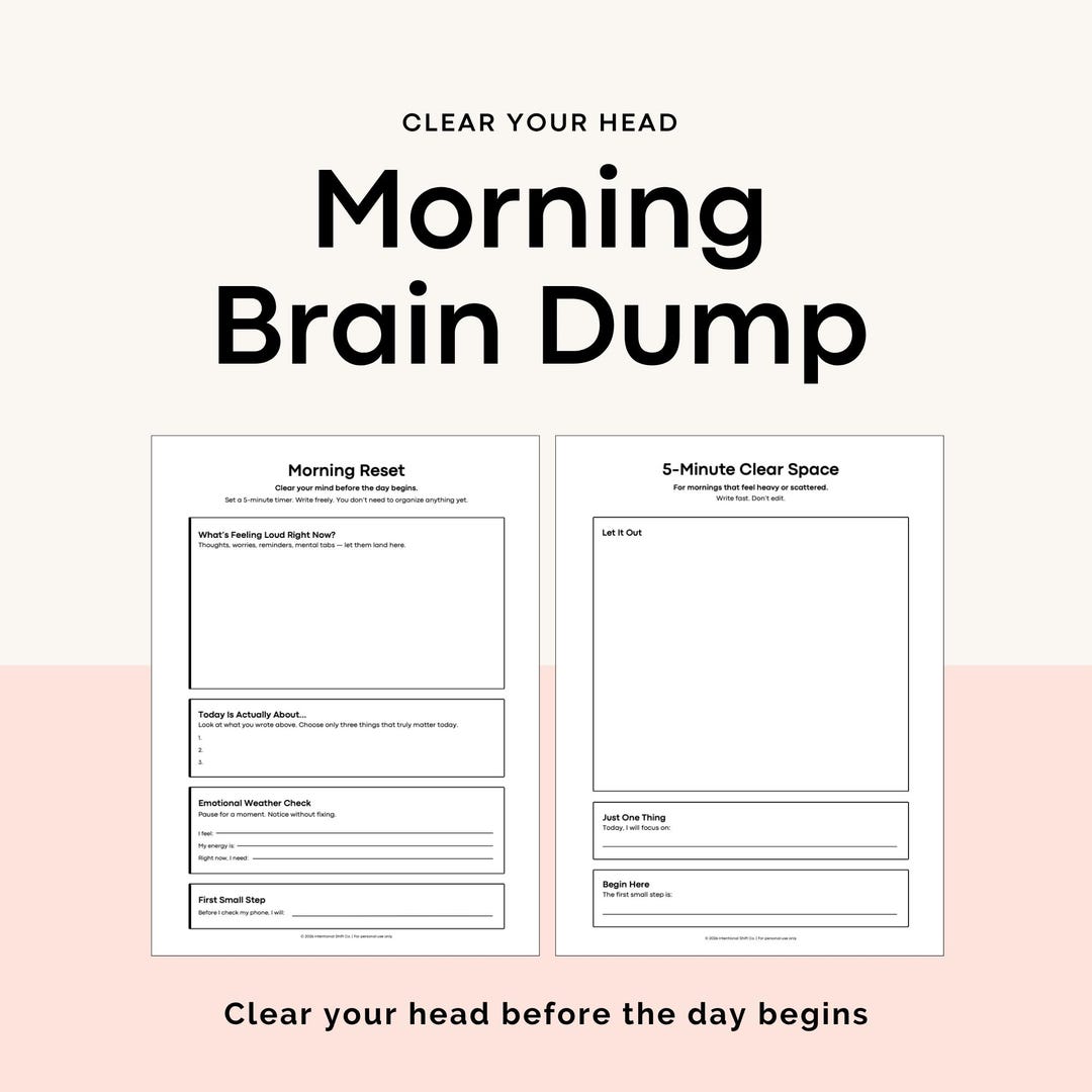 Brain Dump Worksheet | ADHD Morning Mental Reset | 5-minute Clarity ...