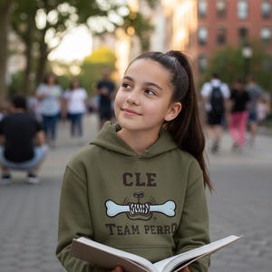 Youth Dog Hoodie Cleveland Canine Graphic Pullover Brown Design Bone Illustration Team Perro Cotton Fleece Sweatshirt Kids Cle Apparel Gif