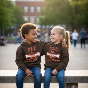 Cleveland Football Hoodie Sweater Design Team Apparel Sport Graphic Bone Mascot Dog Brown Cotton Casual Wear Unisex Perro Cle Kids Warm Top