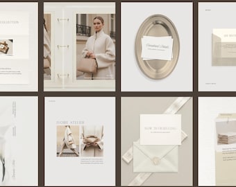 Leiser Luxus Minimale Vorlagen, Instagram Posts, Beige Neutral Feed, ästhethik Social Media Kit