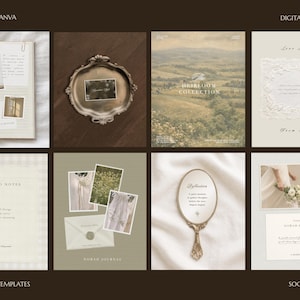 ロマンチックなコテージコア風Instagram Canvaテンプレート | ソーシャルメディアキット | ヴィンテージスクラップブック