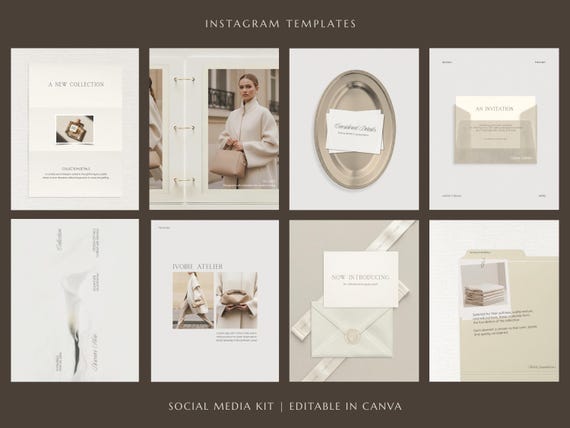 Quiet Luxury Minimal Canva Templates, Editorial Instagram Posts, Beige Neutral Feed, Aesthetic Social Media Kit