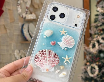 Mermaid Phone Case – Handmade Seashell Phone Case, Coastal Ocean Aesthetic, Beach Style Phone Cover