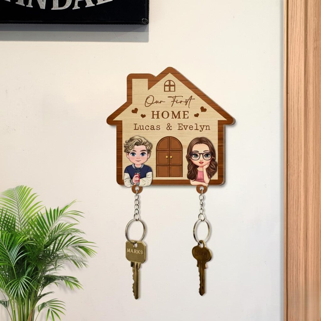 Personalized First Home Key Holder With Custom Keychains, Gift for ...