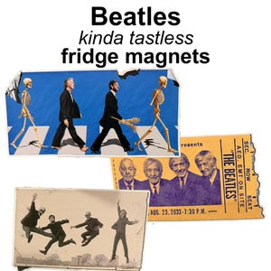 Beatles skeletons 3 fridge magnets bundle CARDIOLOGY elderly parody, refrigerator stickers