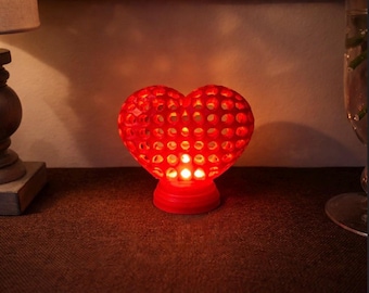 Valentine’s Day Heart Shaped Tealight Candle Lantern – 3D Printed Lattice Heart Decor – Romantic Gift