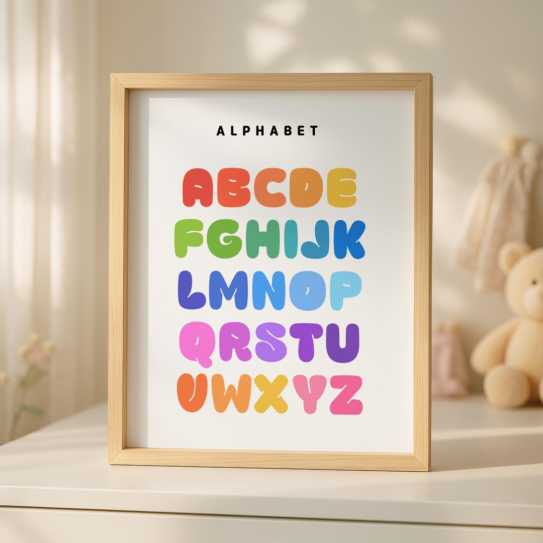 Alphabet Wall Art ABC Poster for Kids Nursery Learning Printable ...