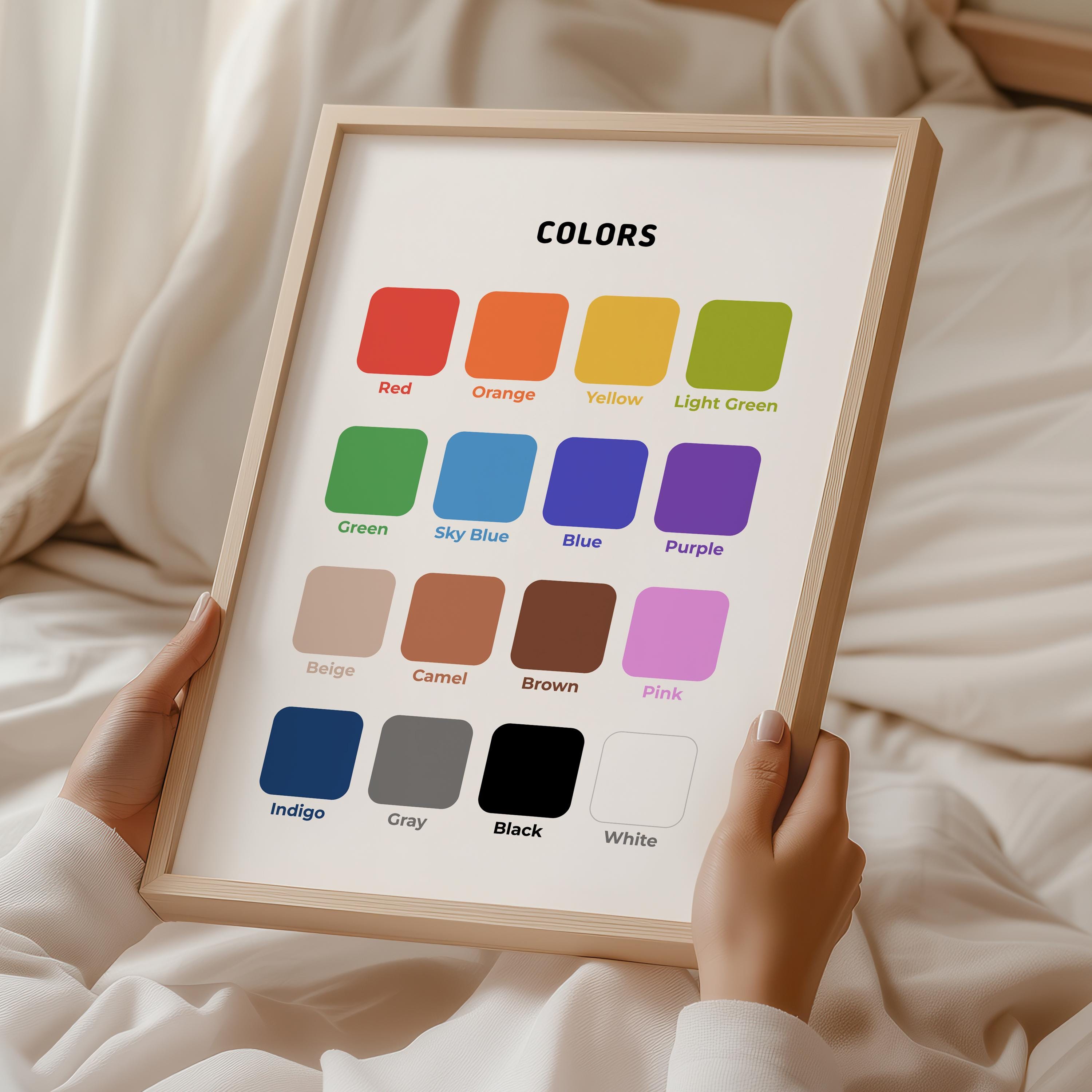 Color Poster for Kids Printable Rainbow Colors Chart Preschool Learning ...
