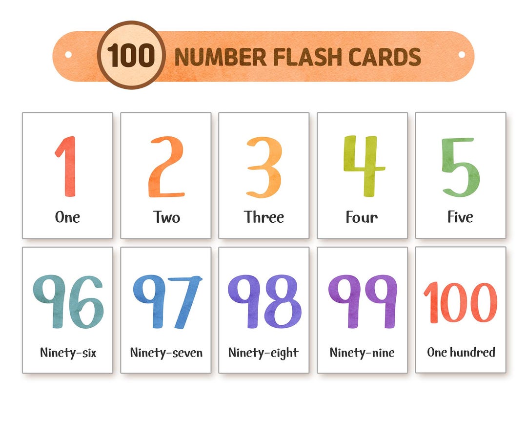 Printable Number Flashcards 1–100 for Kids Learn Numbers Early Math