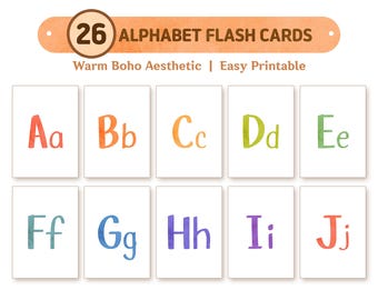 26 Printable Alphabet Flash Cards ABC Flashcards for Toddlers Preschool Early Learning