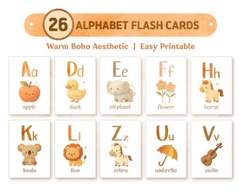 26 Druckbare Alphabet Flash Karten: Montessori ABC lernen (Digitaler Download)