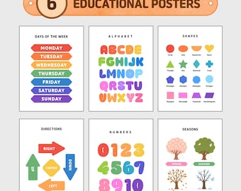 Printable Educational Posters for Kids Preschool Learning Wall Art Poster Bundle