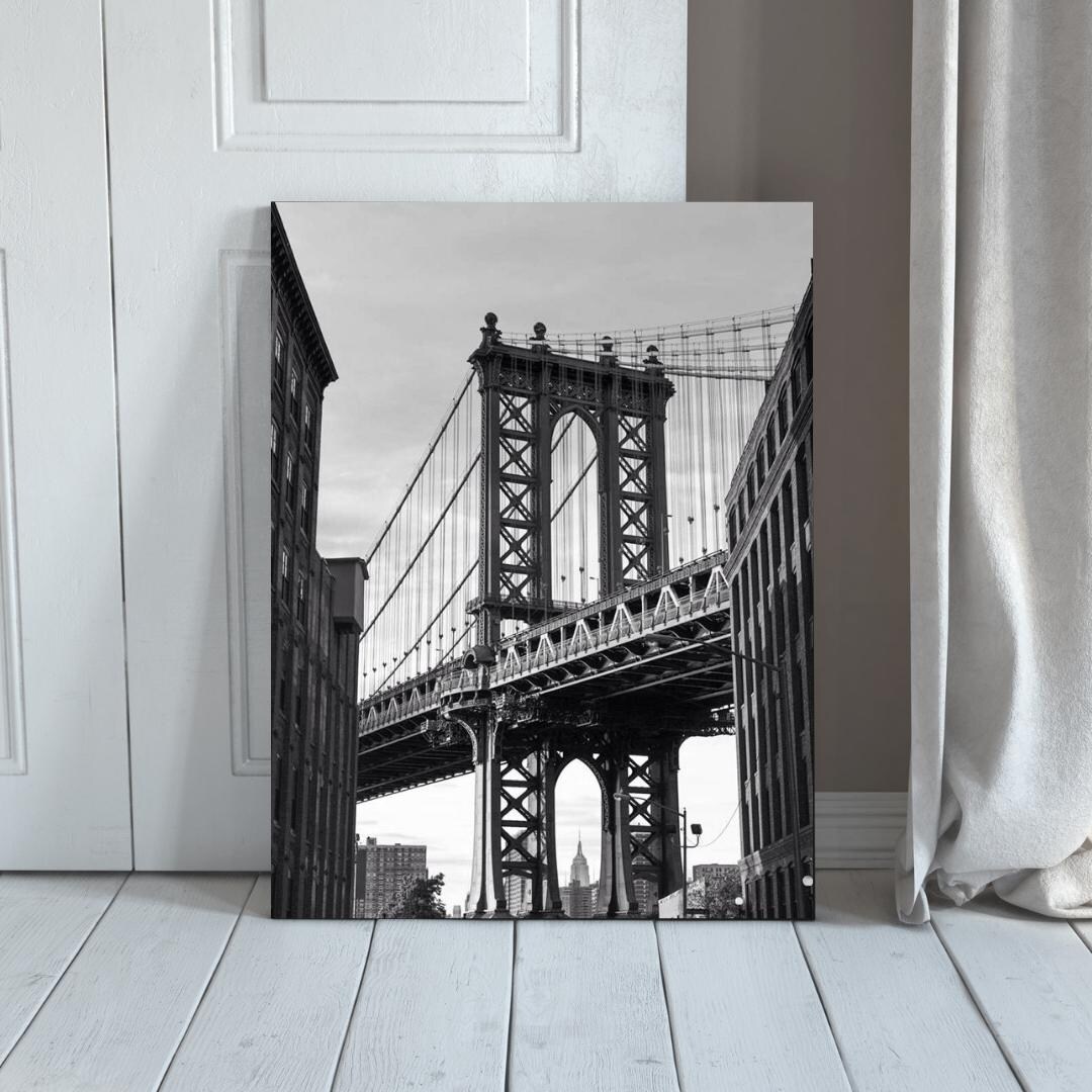 Brooklyn Bridge Black & White Wall Art Print, New York City Minimalist ...