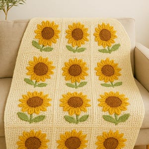 Sunflower Crochet Blanket Pattern – Granny Square Throw (PDF Pattern)