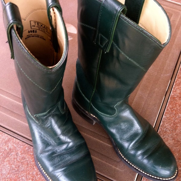 Vintage Deep Green Classic Cowboy Western Boots, Womens Size 5