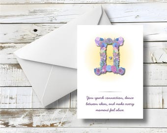Gemini Greeting Card | Floral Glyph | Still Point Studio