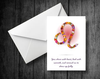 Leo Greeting Card | Floral Glyph | Still Point Studio