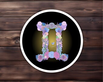 Gemini Floral Glyph Sticker | stars are a compass | Still Point Studio