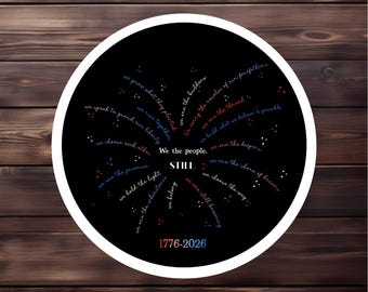 We the People Sticker | Patriotic Vinyl Sticker | Fireworks Design | Laptop Water Bottle Journal