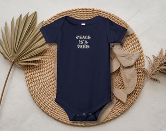 Peace Is a Verb Baby Onesie | Mindful Infant Bodysuit | Botanical Design | Baby Shower Gift