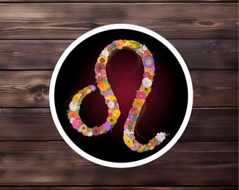 Leo Floral Glyph Sticker | stars are a compass | Still Point Studio