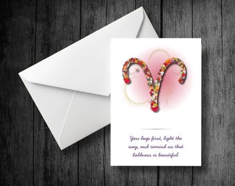 Aries Greeting Card | Floral Glyph | Still Point Studio