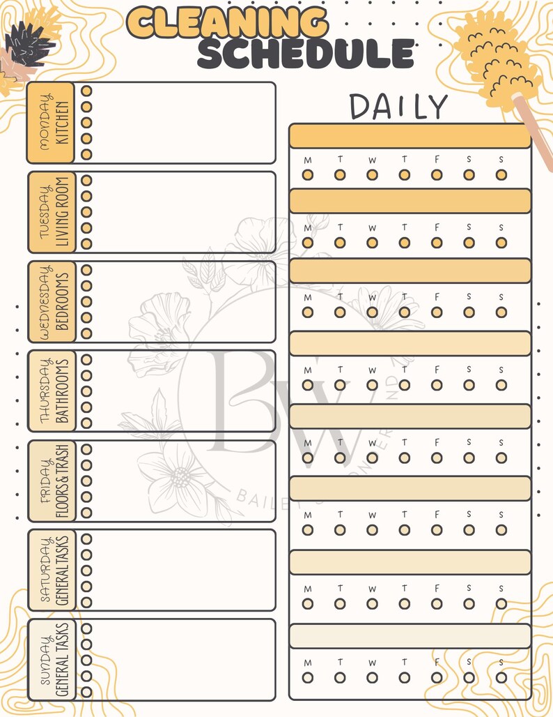 ADHD Cleaning Planner Printable Cleaning Schedule Checklist PDF ...