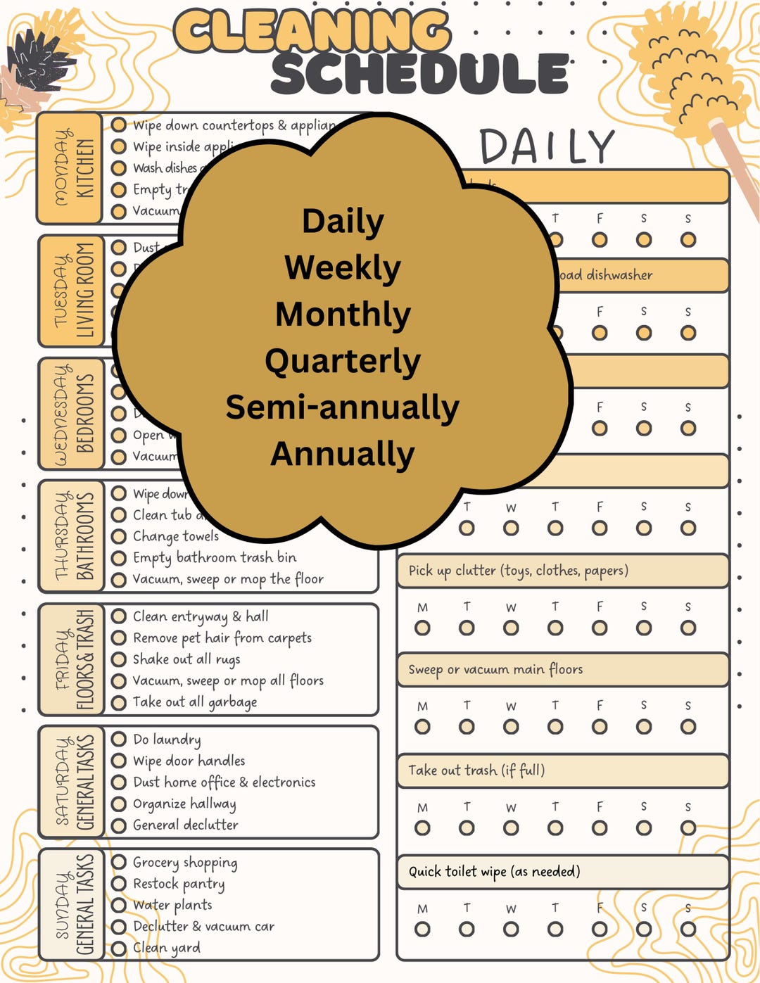 ADHD Cleaning Planner Printable Cleaning Schedule Checklist PDF ...