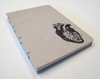 Cuore anatomico a mano Gazzetta Notebook San Valentino: cartonato libro copto