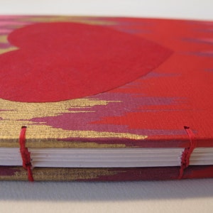 Valentine's Heart Small Journal Notebook: Red, Pink, and Gold Hardbound Coptic Handmade Book image 2