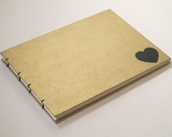 Small Metallic Gold and Black Heart Wedding Instax Photo Album Photo Booth Guest Book