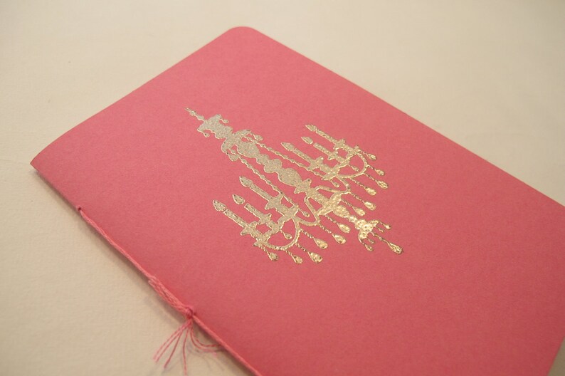 Chandelier Pocket Notebooks: Set of Two Pink and Silver Embossed Small Journals Cahier image 2