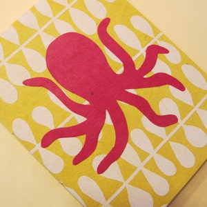 Octopus Journal Notebook: Pink and Yellow Small Handmade Book