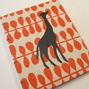 Giraffe Handmade Notebook Journal: Orange and Black Hardbound Coptic Small Book