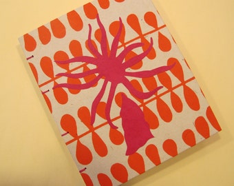 Sea Anemone Handmade Journal Notebook: Pink and Orange Coptic Small Book Hardboound