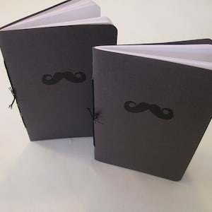 Mustache Pocket Notebooks: Set of Two Brown and Black Embossed Moustache Small Notebooks Cahier