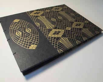 Small Black and Metallic Gold Art Deco Geometric Wedding Guest Book Instax Photo Album