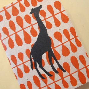 Giraffe Handmade Book: Orange and Black Coptic Notebook Journal image 1