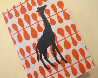 Giraffe Handmade Book: Orange and Black Coptic Notebook Journal