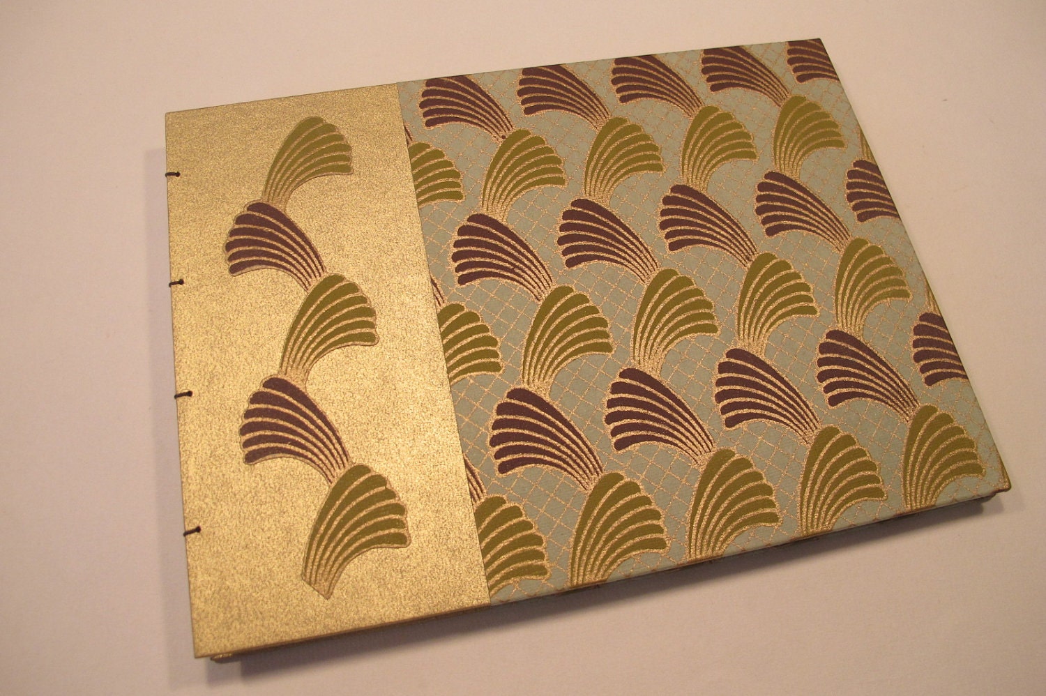 Art Deco Wedding Guest Book Metallic Gold Green and Brown Etsy