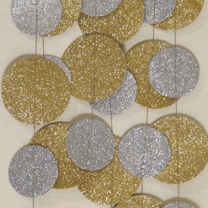 Gold and Silver Glitter Paper Garland: Wedding or Christmas Garland