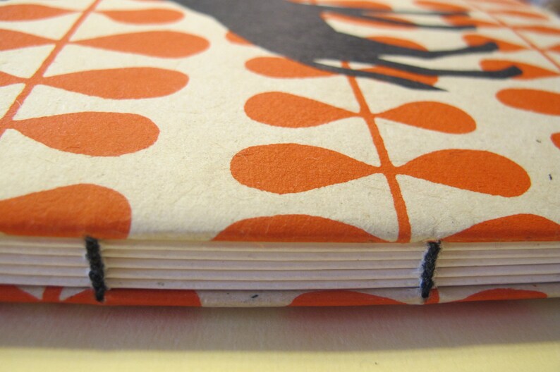 Giraffe Handmade Book: Orange and Black Coptic Notebook Journal image 2