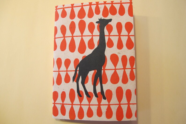 Giraffe Handmade Book: Orange and Black Coptic Notebook Journal image 5