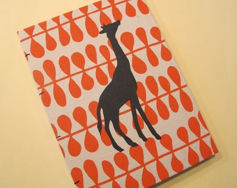 Giraffe Handmade Journal Notebook: Orange and Black Coptic Hardbound Book