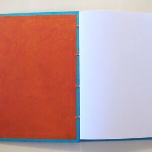 Rhino Handmade Journal Notebook: Turquoise and Orange Rhinoceros Hardbound Book image 5