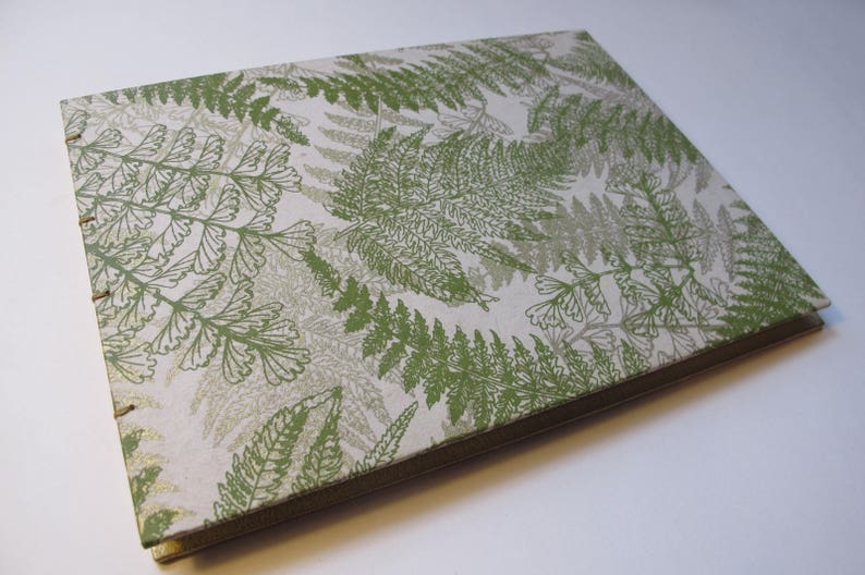 Small Green and Gold Greenery Fern Leaf Wedding Guest Book Instax Photo Album image 1